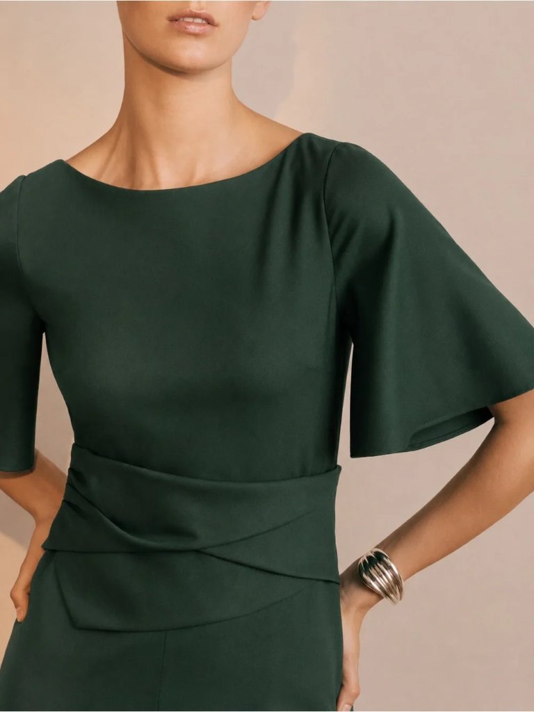 The Fold London Colinton Jumpsuit Dark Green Wool Uk 16 / Us 12 Nwt Career Event — image 3 of 8